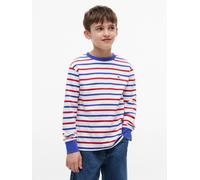 Langarmshirt TOMMY HILFIGER, Jungen, Gr. 92, bunt (rot multi stripe), Single Jersey, Obermaterial: 100% Baumwolle, gestreift, regular fit taillenbedeckt, Rundhals, eingesetzt angesetztes Bündchen, Shi