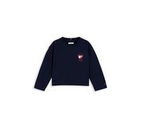 Langarmshirt TOMMY HILFIGER, Mädchen, Gr. 3 (98), dunkelblau, Single Jersey, Obermaterial: 100% Baumwolle, unifarben, regular fit normal, Rundhals, abgesteppte Kante, Shirts Langarmshirt, Rundhalsauss