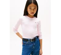 Langarmshirt TOMMY HILFIGER "POINTELLE TOP LS", Mädchen, Gr. 5 (110), rosa (light pink), Single Jersey, Obermaterial: 94% Baumwolle, 6% Elasthan, unifarben, regular fit taillenlang, Rundhals, Shirts L
