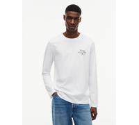 Langarmshirt TOMMY HILFIGER "SCRIPT STACK LS REGULAR TEE", Herren, Gr. L, weiß, Single Jersey, Obermaterial: 100% Baumwolle, regular fit normal, Rundhals, Shirts Langarmshirt (75017413-L) weiß