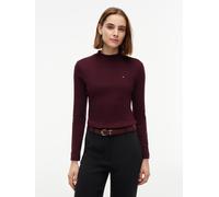 Langarmshirt TOMMY HILFIGER "SLIM CODY MOCK-NK LS", Damen, Gr. XS (34), braun (deep burgundy), Single Jersey, Obermaterial: 100% Baumwolle, unifarben, slim fit normal, Rundhals, Shirts Langarmshirt, B