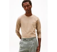 Langarmshirt TOMMY HILFIGER "STRETCH SLIM FIT LONG SLEEVE", Herren, Gr. XXL, coastal taupe, Single Jersey, Obermaterial: 96% Baumwolle, 4% Elasthan, schmal hüftbedeckend, Rundhals, abgesteppt, Shirts,