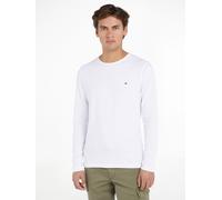 Tommy Hilfiger Herren Langarmshirt Stretch Slim Fit Baumwolle, Weiß (White), S