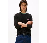 Langarmshirt TOMMY JEANS "TJM REG BADGE TEE LS EXT", Herren, Gr. S, schwarz, Single Jersey, Obermaterial: 100% Baumwolle, regular fit normal, Rundhals, Shirts Langarmshirt (29551145-S) schwarz