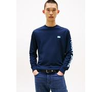 Langarmshirt TOMMY JEANS "TJM REG POP COL NW CLSC LS T EXT", Herren, Gr. XL, blau (schwarz night navy), Single Jersey, Obermaterial: 100% Baumwolle, unifarben, regular fit normal, Rundhals, eingesetzt