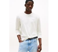 Langarmshirt TOMMY JEANS "TJM SLIM CHEST LINEAR LS TEE EXT", Herren, Gr. 4XL, beige (ecru), Single Jersey, Obermaterial: 100% Baumwolle, unifarben, regular fit normal, Rundhals, eingesetzt Rippbündche