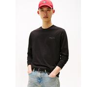 Langarmshirt TOMMY JEANS "TJM SLIM CHEST LINEAR LS TEE EXT", Herren, Gr. 4XL, schwarz, Single Jersey, Obermaterial: 100% Baumwolle, unifarben, regular fit normal, Rundhals, eingesetzt Rippbündchen, Sh