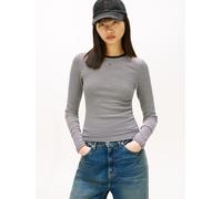 Tommy Jeans Tjw Slim Essential Rib Ls Dw0dw17387 T-Shirt L/S, Schwarz (Schwarz/Ecru), S Damen, Schwarz (Schwarz/Ecru), Small