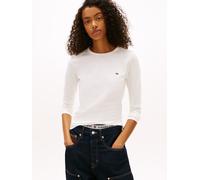 Langarmshirt TOMMY JEANS "TJW SLIM JERSEY LS TEE", Damen, Gr. S (36), ecru, Single Jersey, Obermaterial: 95% Baumwolle, 5% Elasthan, slim fit, Shirts Langarmshirt (48774262-S) ecru