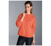 Langarmshirt TRIGEMA "TRIGEMA Dünner Oversize-Hoodie", Damen, Gr. XS, orange (peach), 50% Baumwolle, 50% Polyester, Basic, Shirts Langarmshirt (30529311-XS) peach