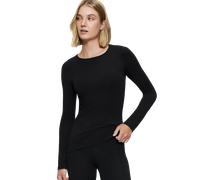 Langarmshirt TRIUMPH "Beauty Layers LSL Top 04", Damen, Gr. M, schwarz, Single Jersey, Obermaterial: 48% Wolle, 48% Modal, 4% Elasthan, Basic hüftlang, Rundhals, Shirts Langarmshirt, temperaturausglei