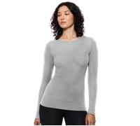 Langarmshirt TRIUMPH "Beauty Layers LSL Top Wool", Damen, Gr. L, grau (medium grau melange), Single Jersey, Obermaterial: 100% Wolle, hüftbedeckend, Rundhals, Shirts Langarmshirt, weiche Wolle, langär