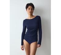 Langarmshirt TRIUMPH "Beauty Layers Top LSL Lurex", Damen, Gr. M, blau (admiral), Single Jersey, Obermaterial: 93% Modal, 5% Elasthan, 2% metallisierte Faser (LUREX), Shirts Langarmshirt, Lurex-Schimm