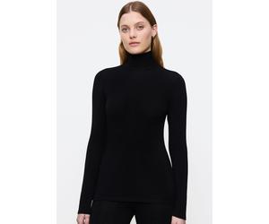 Langarmshirt TRIUMPH "Beauty Layers Top LSL Turtleneck 04", Damen, Gr. M, schwarz, Single Jersey, Obermaterial: 48% Wolle, 48% Modal, 4% Elasthan, figurbetont hüftbedeckend, ohne Ausschnitt, Shirts La