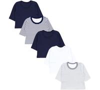 Langarmshirt TUPTAM "Shirt Baby Jungen Langarmshirt 5er Pack", Mädchen, Gr. 80, blau (blau grau streifen uni mix), Obermaterial: 100% Baumwolle CO., Shirts Langarmshirt (98718749-80) blau grau streife