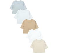 Langarmshirt TUPTAM "Shirt Baby Jungen Langarmshirt 5er Set", Mädchen, Gr. 62, braun (grau_braun_weiß_beige), Obermaterial: 100% Baumwolle CO., Shirts Langarmshirt (95224408-62) grau_braun_weiß_beige