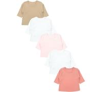 Langarmshirt TUPTAM "Shirt Baby Mädchen Langarmshirt 5er Set", Mädchen, Gr. 62, lila (beige_weiß_pink), Obermaterial: 100% Baumwolle CO., Shirts Langarmshirt (44628933-62) beige_weiß_pink