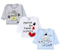 Langarmshirt TUPTAM "Shirt Unisex Baby Langarmshirt mit Spruch Aufdruck 3er Set", Mädchen, Gr. 68, blau (junge), Obermaterial: 100% Baumwolle CO., Shirts Langarmshirt (86350058-68) junge