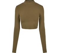 Urban Classics Damen T-Shirt Organic Cropped Turtelneck Longsleeve tiniolive XL