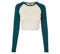 Urban Classics Damen Ladies Organic Cropped Retro Baseball Longsleeve T-Shirt, Whitesand/Jasper, XS EU