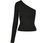 Langarmshirt URBAN CLASSICS "Urban Classics Damen Ladies Asymmetric Longsleeve", Damen, Gr. L, schwarz, 95% Baumwolle, 5% Elasthan, unifarben, slim fit, asymmetrischer Ausschnitt, Shirts Langarmshirt