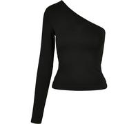 Langarmshirt URBAN CLASSICS "Urban Classics Damen Ladies Asymmetric Longsleeve", Mädchen, Gr. L, schwarz, 95% Baumwolle, 5% Elasthan, unifarben, slim fit, asymmetrischer Ausschnitt, Shirts Langarmshir