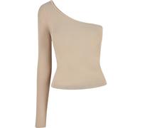 Langarmshirt URBAN CLASSICS "Urban Classics Damen Ladies Asymmetric Longsleeve", Mädchen, Gr. XS, unionbeige, 95% Baumwolle, 5% Elasthan, unifarben, slim fit, asymmetrischer Ausschnitt, Shirts Langarm