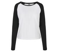 Urban Classics Damen T-Shirt Ladies Contrast Raglan Longsleeve White/Black 4XL