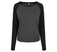 Langarmshirt URBAN CLASSICS "Urban Classics Damen Ladies Contrast Raglan Longsleeve", Damen, Gr. M, schwarz-weiß (charcoal, schwarz), 60% Baumwolle, 40% Polyester, unifarben, normal, Rundhals, Shirts 