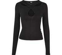 Langarmshirt URBAN CLASSICS "Urban Classics Damen Ladies Crossed Cut Out Longsleeve", Damen, Gr. M, schwarz, 95% Baumwolle, 5% Elasthan, unifarben, normal, V-Ausschnitt, Shirts Langarmshirt (99691318-