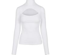 Langarmshirt URBAN CLASSICS "Urban Classics Damen Ladies Cut-Out Turtleneck Longsleeve", Damen, Gr. 4XL, weiß, 95% Baumwolle, 5% Elasthan, unifarben, slim fit, amerikanischer Ausschnitt, Shirts Langar