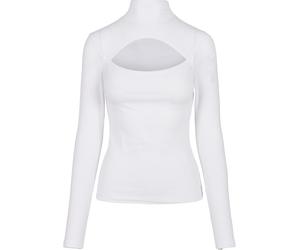 Langarmshirt URBAN CLASSICS "Urban Classics Damen Ladies Cut-Out Turtleneck Longsleeve", Damen, Gr. 4XL, weiß, 95% Baumwolle, 5% Elasthan, unifarben, slim fit, amerikanischer Ausschnitt, Shirts Langar
