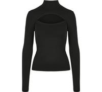 Langarmshirt URBAN CLASSICS "Urban Classics Damen Ladies Cut-Out Turtleneck Longsleeve", Damen, Gr. 5XL, schwarz, 95% Baumwolle, 5% Elasthan, unifarben, slim fit, amerikanischer Ausschnitt, Shirts Lan
