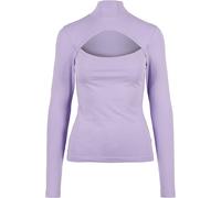 Langarmshirt URBAN CLASSICS "Urban Classics Damen Ladies Cut-Out Turtleneck Longsleeve", Mädchen, Gr. 5XL, lavender, 95% Baumwolle, 5% Elasthan, unifarben, slim fit, amerikanischer Ausschnitt, Shirts