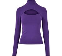 Langarmshirt URBAN CLASSICS "Urban Classics Damen Ladies Cut-Out Turtleneck Longsleeve", Mädchen, Gr. M, realviolet, 95% Baumwolle, 5% Elasthan, unifarben, slim fit, amerikanischer Ausschnitt, Shirts