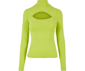 Langarmshirt URBAN CLASSICS "Urban Classics Damen Ladies Cut-Out Turtleneck Longsleeve", Mädchen, Gr. S, frozengelb, 95% Baumwolle, 5% Elasthan, unifarben, slim fit, amerikanischer Ausschnitt, Shirts