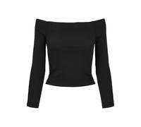 Langarmshirt URBAN CLASSICS "Urban Classics Damen Ladies Off Shoulder Rib Longsleeve", Damen, Gr. L, schwarz, 97% Baumwolle, 3% Elasthan, unifarben, skinny fit, Balconnet, Shirts Langarmshirt (8380496