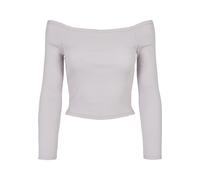 Langarmshirt URBAN CLASSICS "Urban Classics Damen Ladies Off Shoulder Rib Longsleeve", Mädchen, Gr. 4XL, softlila, 97% Baumwolle, 3% Elasthan, unifarben, skinny fit, Balconnet, Shirts Langarmshirt (35