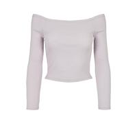 Langarmshirt URBAN CLASSICS "Urban Classics Damen Ladies Off Shoulder Rib Longsleeve", Mädchen, Gr. L, softlila, 97% Baumwolle, 3% Elasthan, unifarben, skinny fit, Balconnet, Shirts Langarmshirt (3594