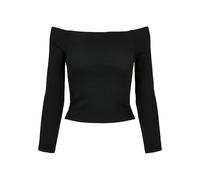 Langarmshirt URBAN CLASSICS "Urban Classics Damen Ladies Off Shoulder Rib Longsleeve", Mädchen, Gr. XL, schwarz, 97% Baumwolle, 3% Elasthan, unifarben, skinny fit, Balconnet, Shirts Langarmshirt (8380