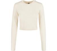 Langarmshirt URBAN CLASSICS "Urban Classics Damen Ladies Organic Cropped Longsleeve", Mädchen, Gr. 5XL, sandweiß, 95% Baumwolle, 5% Elasthan, unifarben, slim fit, Rundhals, Shirts Langarmshirt (605562