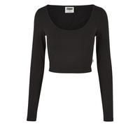 Langarmshirt URBAN CLASSICS "Urban Classics Damen Ladies Organic Wide Neck Cropped Longsleeve", Damen, Gr. S, schwarz, 95% Baumwolle, 5% Elasthan, unifarben, normal, Rundhals, Shirts Langarmshirt (616