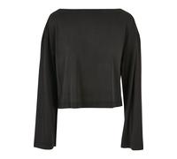 Langarmshirt URBAN CLASSICS "Urban Classics Damen", Mädchen, Gr. S, schwarz, 77% Modal, 23% Polyester, unifarben, oversize, U-Boot-Ausschnitt, Shirts Langarmshirt (47278162-S)