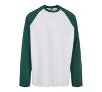 Urban Classics Herren Organic Oversized Raglan Longsleeve T-Shirt, White/Green, 4XL