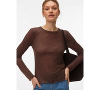 Langarmshirt VERO MODA "VMARIEL LS TOP JRS NOOS", Damen, Gr. M, chocolate martini, Jersey, Obermaterial: 85% Polyester, 15% Viskose, unifarben, normal normal, Rundhals, gewellter Abschluss, Shirts Lan