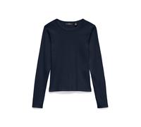 Langarmshirt VERO MODA "VMCHLOE LS SHORT TOP JRS NOOS", Damen, Gr. M, sky captain, Feinripp, Obermaterial: 95% Baumwolle, 5% Elasthan, unifarben, slim fit normal, Rundhals, Shirts Langarmshirt, Baumwo