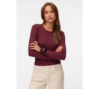 Langarmshirt VERO MODA "VMCHLOE LS SHORT TOP JRS NOOS", Damen, Gr. S, windsor wine, Feinripp, Obermaterial: 95% Baumwolle, 5% Elasthan, unifarben, slim fit normal, Rundhals, Shirts Langarmshirt, Baumw
