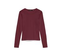 Langarmshirt VERO MODA "VMCHLOE LS SHORT TOP JRS NOOS", Damen, Gr. S, windsor wine, Feinripp, Obermaterial: 95% Baumwolle, 5% Elasthan, unifarben, slim fit normal, Rundhals, Shirts Langarmshirt, Baumw