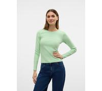Langarmshirt VERO MODA "VMCHLOE LS SHORT TOP JRS NOOS", Damen, Gr. XL, grün (pastel grün), Feinripp, Obermaterial: 95% Baumwolle, 5% Elasthan, unifarben, slim fit normal, Rundhals, Shirts Langarmshirt