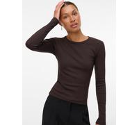 Langarmshirt VERO MODA "VMCHLOE LS SHORT TOP JRS NOOS", Damen, Gr. XS, braun (chocolate torte), Feinripp, Obermaterial: 95% Baumwolle, 5% Elasthan, unifarben, slim fit normal, Rundhals, Shirts Langarm